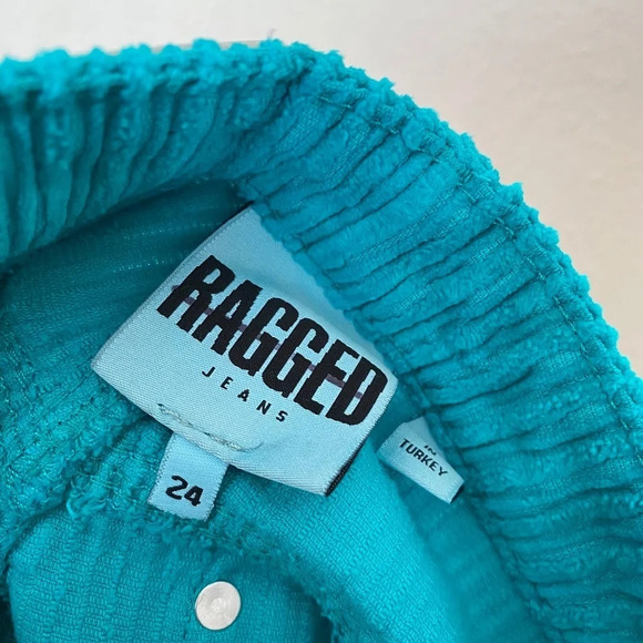 Free People X‎ Ragged Priest jumbo Corduroy Dad Jeans TURQUOISE size 24 - Picture 8 of 13